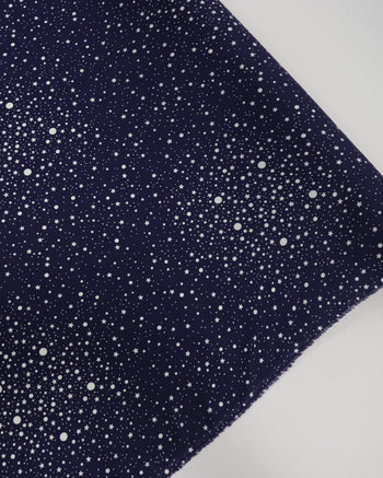 Tecido Viscose Italiano Constelação Branco e Azul Marinho