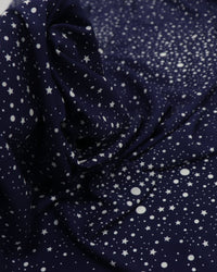 Tecido Viscose Italiano Constelação Branco e Azul Marinho
