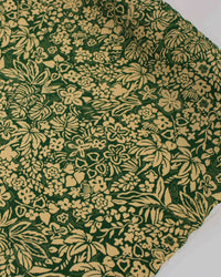 Tecido Crepe de Viscose Italiano Folhas Abstratas Creme e Verde Oliva