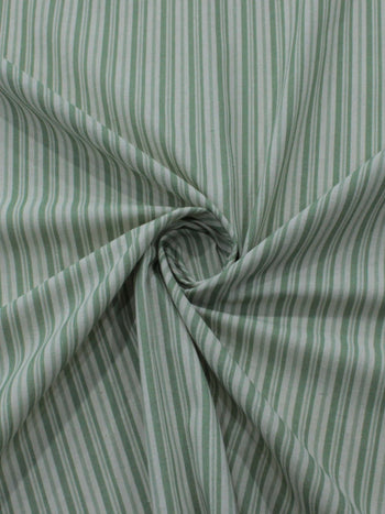 Tecido Linho Misto Listras Duplas Verde e Creme