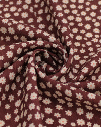 Tecido Viscose Premium Micro Flores Irregulares Rosé, Branco e Marrom