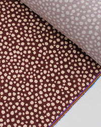 Tecido Viscose Premium Micro Flores Irregulares Rosé, Branco e Marrom