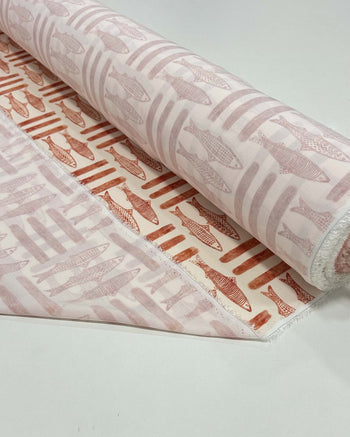 Tecido Viscose Premium Sardine Estampada Terracota e Creme