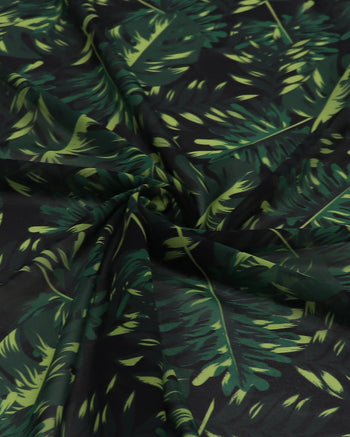 Tecido Crepe Chiffon Italiano Costela de Adão Tons de Verde e Preto