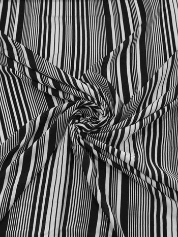 Tecido Viscose Listrado Preto e Creme