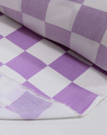 Tecido Viscose Xadrez Regular Lilás e Branco