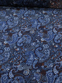Tecido Viscose Estampa Paisley Azul Marinho