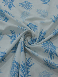 Tecido Linho Misto Camisaria Folhagem Azul e Cru