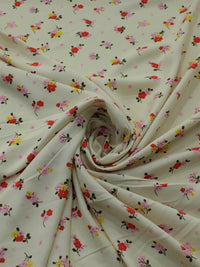 Tecido Viscose Texturizada Estampa Floral Vermelho Rosa e Bege