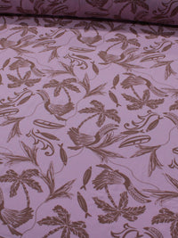 Tecido Viscose Texturizada Estampa Selva Marrom e Rosa