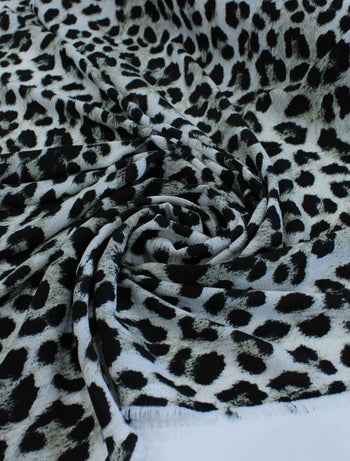 Tecido Crepe Bubble com Elastano Animal Print Cinza