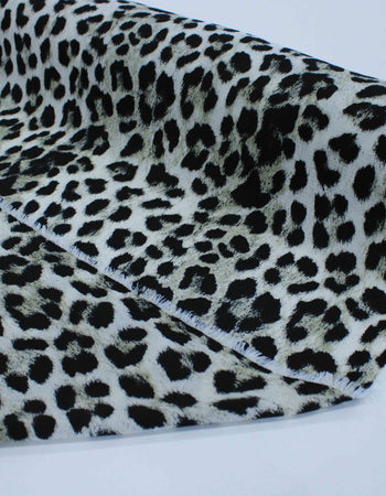 Tecido Crepe Bubble com Elastano Animal Print Cinza