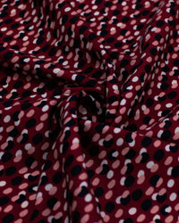 Tecido Viscose Pingos Sobrepostos Colorido e Marsala