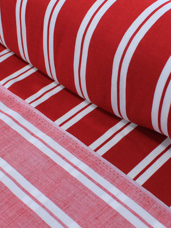 Tecido Viscose Listrado Duplo Vermelho e Branco