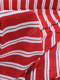 Tecido Viscose Listrado Duplo Vermelho e Branco