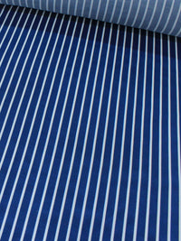 Tecido Viscose Mista Grossa Maquinetada Listras Azul Petroleo