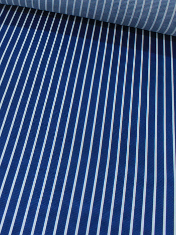 Tecido Viscose Mista Grossa Maquinetada Listras Azul Petroleo