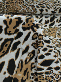 Tecido Linho Misto Leve Animal Print Classico Preto e Bege