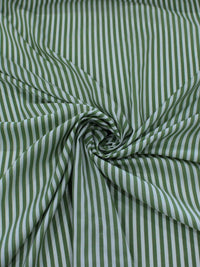 Tecido Viscose Mista Maquinetada Listras Verde Musgo e Branco