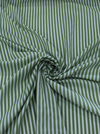 Tecido Viscose Mista Maquinetada Listras Verde Musgo e Branco