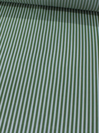 Tecido Viscose Mista Maquinetada Listras Verde Musgo e Branco