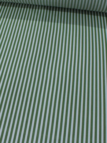 Tecido Viscose Mista Maquinetada Listras Verde Musgo e Branco