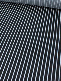Tecido Tricoline Mista Listras Preto e Branco