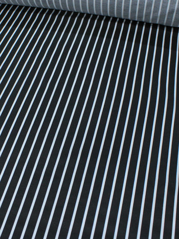 Tecido Tricoline Mista Listras Preto e Branco