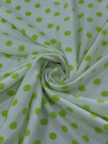 Tecido Viscose Maquinetada Poá Verde e Branco