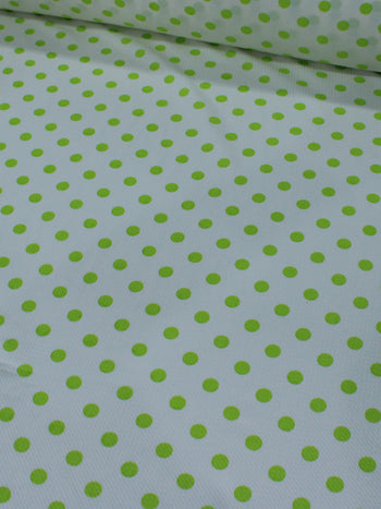 Tecido Viscose Maquinetada Poá Verde e Branco