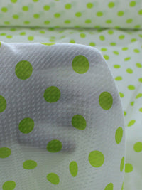 Tecido Viscose Maquinetada Poá Verde e Branco