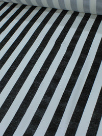 Tecido Crepe de Viscose Macro Listras Preto e Branco