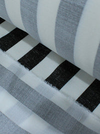Tecido Crepe de Viscose Macro Listras Preto e Branco