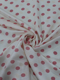 Tecido Viscose Maquinetada Poá Rosa e Branco