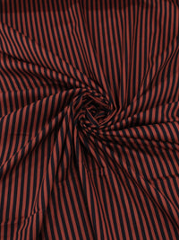 Tecido Viscose Mista Sarjada Listras Terracota e Preto
