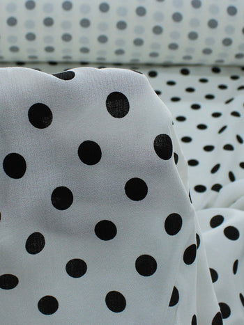 Tecido Crepe de Viscose Poá Preto e Branco