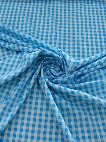 Tecido Viscose Micro Xadrez Azul Claro e Branco