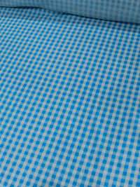Tecido Viscose Micro Xadrez Azul Claro e Branco