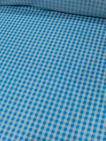 Tecido Viscose Micro Xadrez Azul Claro e Branco