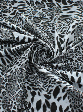 Tecido Sarja Mista Animal Print Cinza