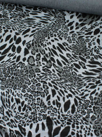 Tecido Sarja Mista Animal Print Cinza