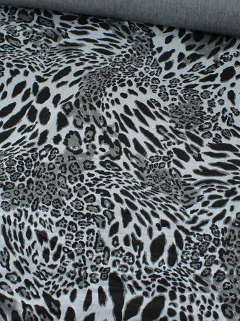 Tecido Sarja Mista Animal Print Cinza