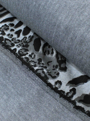 Tecido Sarja Mista Animal Print Cinza
