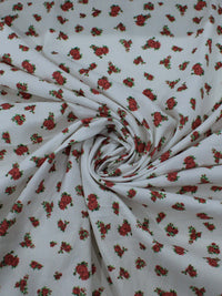 Tecido Sarja Mista com Elastano Micro Rosas Branco