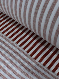 Tecido Viscose Mista Maquinetada Listras Terracota e Branco