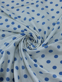 Tecido Viscose Maquinetada Poá Azul e Branco