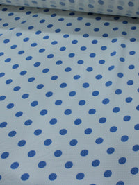 Tecido Viscose Maquinetada Poá Azul e Branco