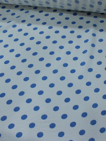 Tecido Viscose Maquinetada Poá Azul e Branco