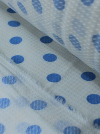 Tecido Viscose Maquinetada Poá Azul e Branco