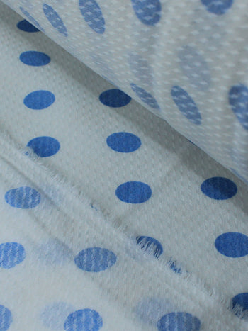 Tecido Viscose Maquinetada Poá Azul e Branco